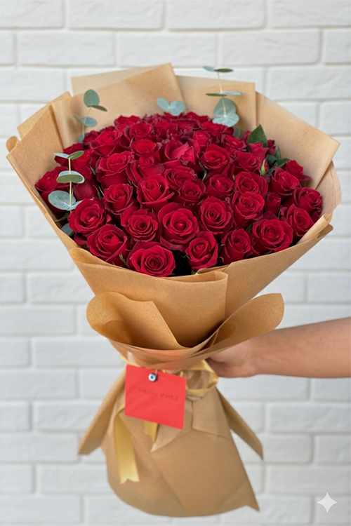 60 Cm 40 Kırmızı Gülden Buket