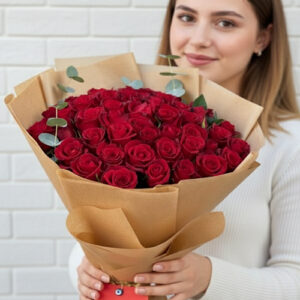 60 Cm 40 Kırmızı Gülden Buket