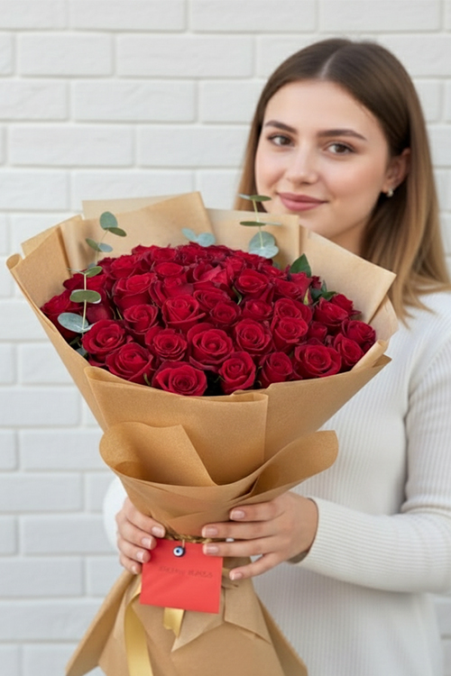 60 Cm 40 Kırmızı Gülden Buket