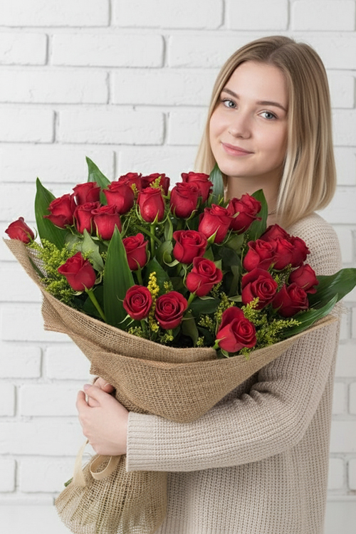 60 Cm 41 Adet Kırmızı Gülden Buket