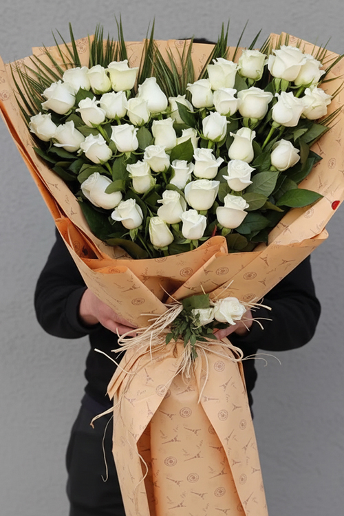 70 Cm 100 Adet Beyaz Gülden Buket