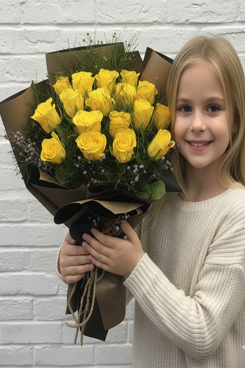 60 cm 20 Adet Sarı Gülden Buket