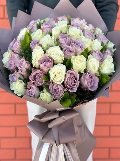 60 Cm 75 Adet İki Renk Gülden Buket