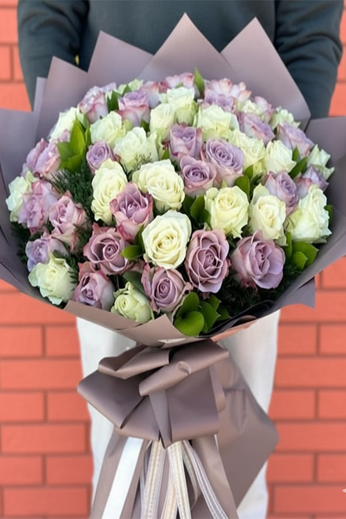 60 Cm 75 Adet İki Renk Gülden Buket