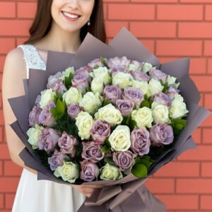 60 Cm 75 Adet İki Renk Gülden Buket