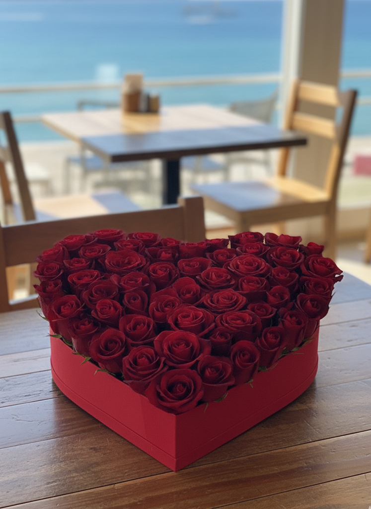 50 Kırmızı Gülden Kalp Arajman