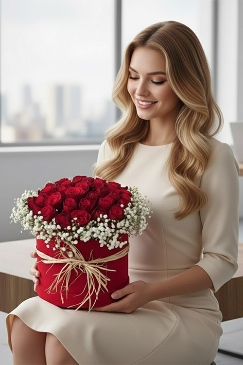 Kırmızı Kutuda 30 Kırmızı Gül