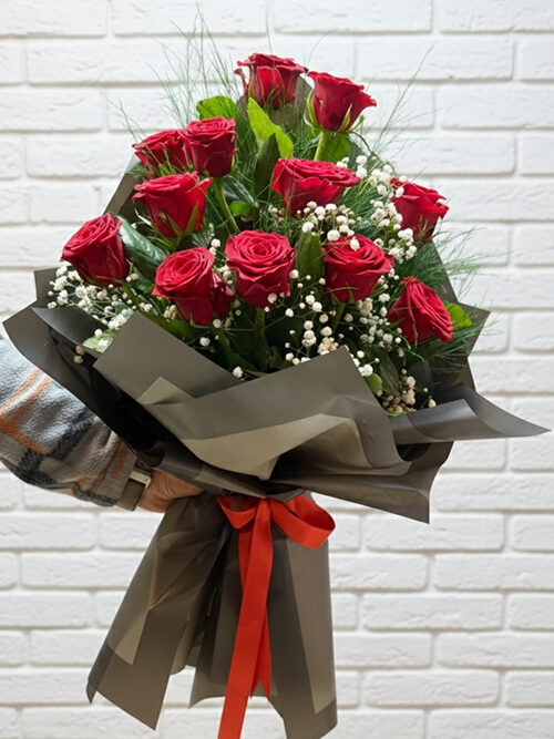 60 Cm 15 Adet Kırmızı Gülden Buket