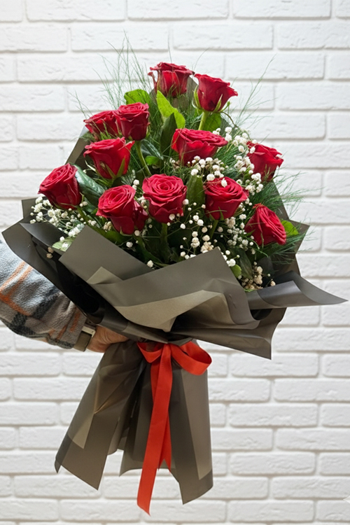 60 Cm 15 Adet Kırmızı Gülden Buket