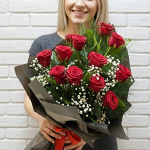 60 Cm 15 Adet Kırmızı Gülden Buket