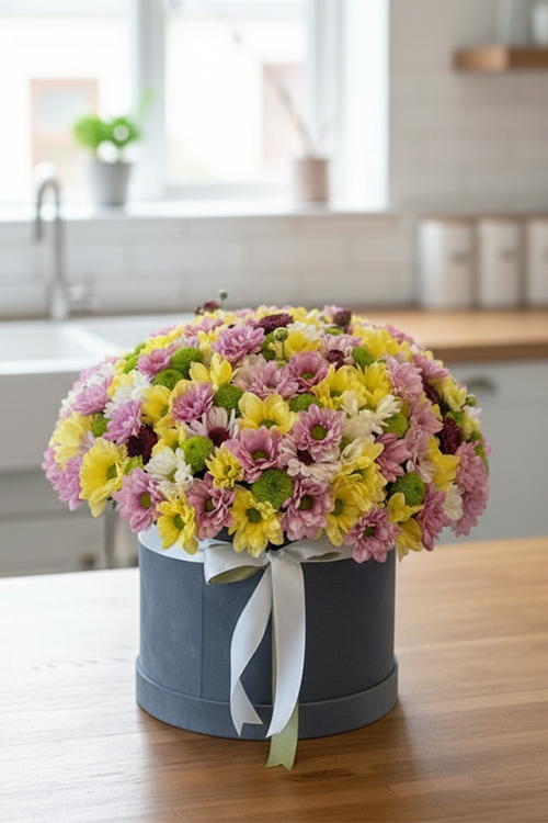 Siyah Kutuda Renkli Papatya Arajmanı