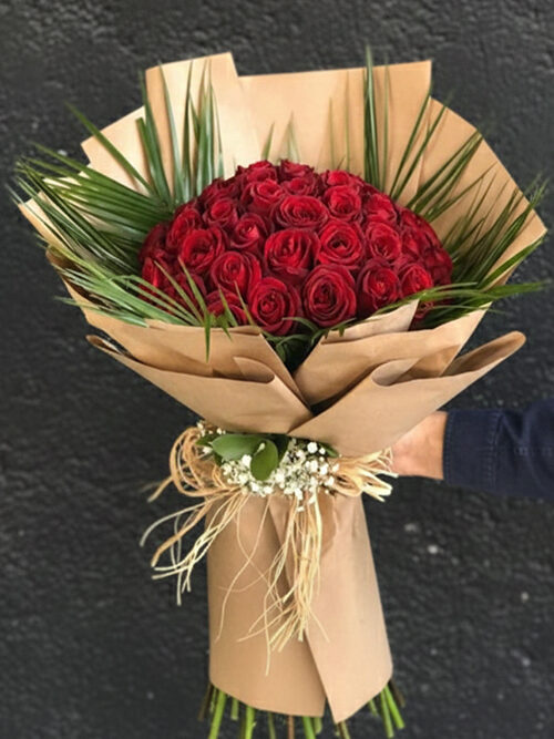80 cm 75 Adet Kırmızı Gülden Buket