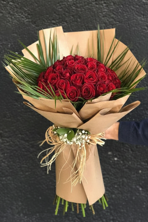 80 cm 75 Adet Kırmızı Gülden Buket