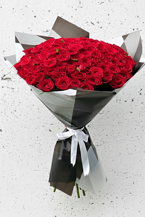 80 cm 100 Kırmızı Gülden Buket