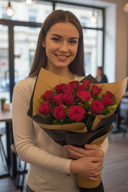 50 Cm 25 Adet Kırmızı Gülden Buket 50 Cm 25 Adet Kırmızı Gülden Buket