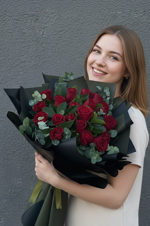 60 Cm 20 Adet Kırmızı Gülden Buket 60 Cm 20 Adet Kırmızı Gülden Buket