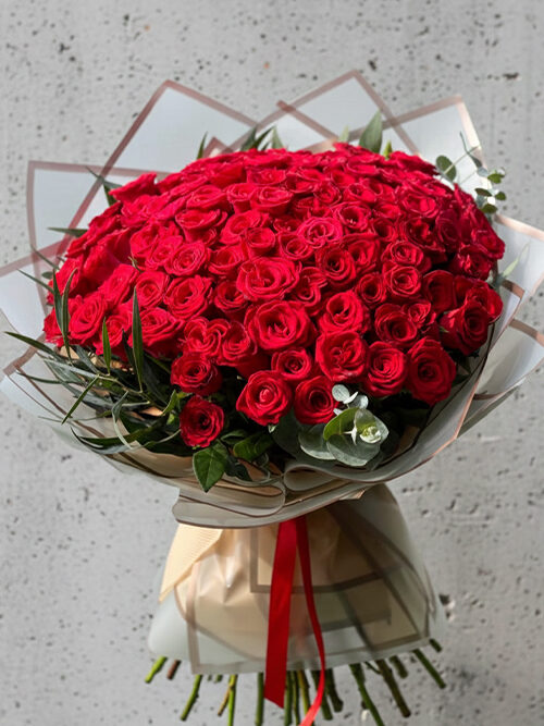 60 cm 75 Adet Kırmızı Gülden Buket