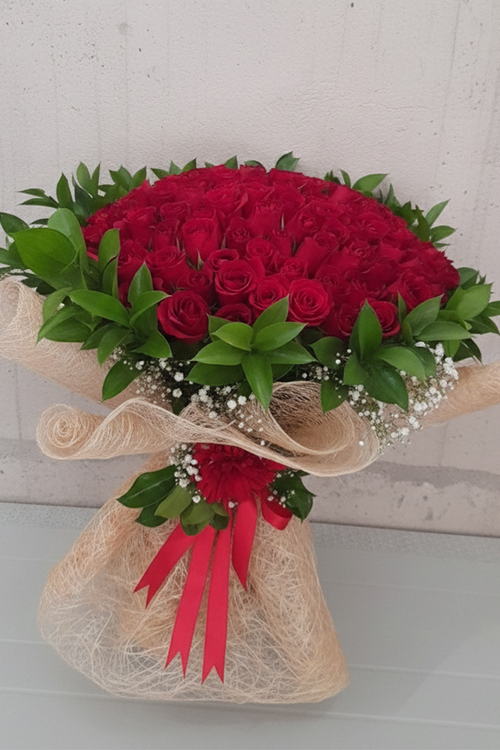 70 Cm 100 Kırmızı Gülden Buket