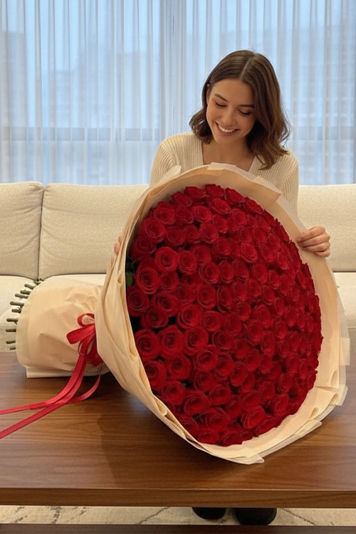 70 Cm 150 Kırmızı Gülden Buket