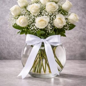 CAM FANUSTA 13 BEYAZ GÜL 13 Beyaz Gül Fanus Aranjmanı